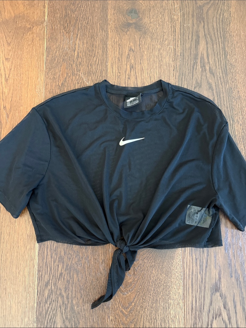 Nike Black Tie-Front Cropped Top